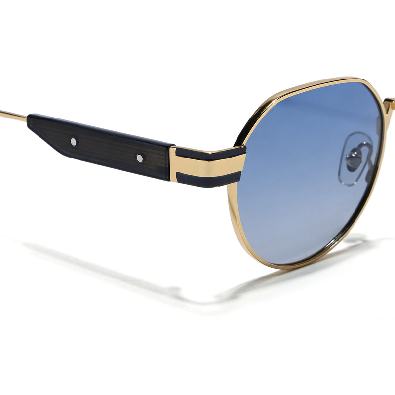 Kento | Blue Round Polarized Sunglasses | Golden Frame - MG7838