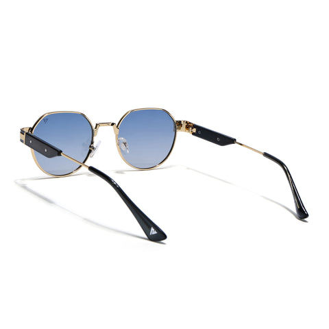 Kento | Blue Round Sunglasses | Golden Frame - MG7838