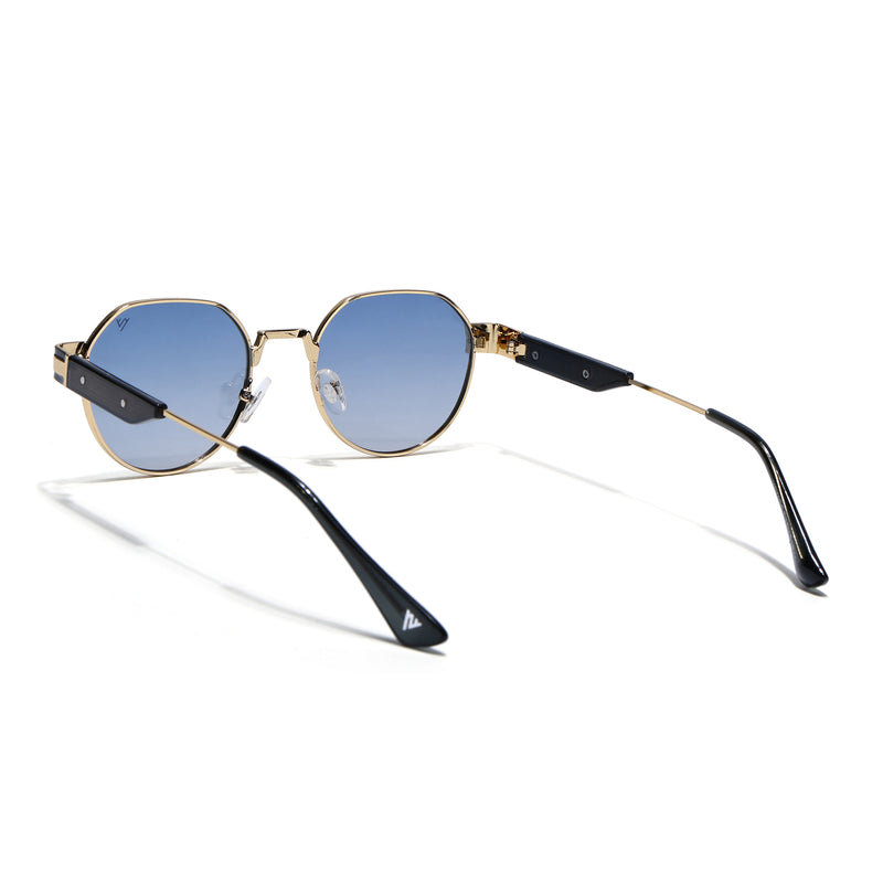 Kento | Blue Round Polarized Sunglasses | Golden Frame - MG7838