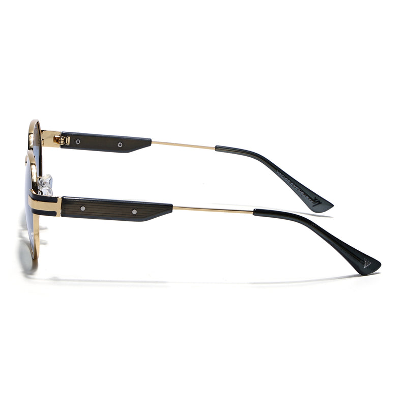 Kento | Blue Round Polarized Sunglasses | Golden Frame - MG7838