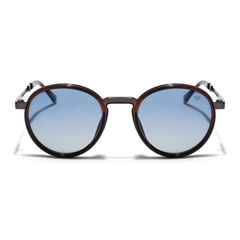Blanc | Brown Round Sunglasses | Blue Lens - MG7833