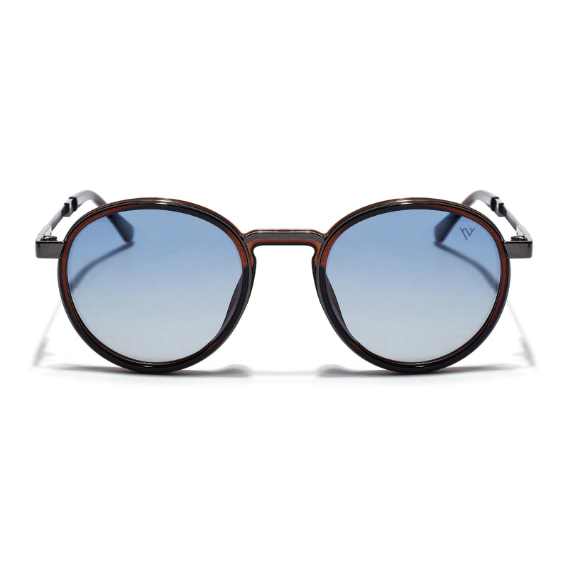 Blanc | Brown Round Polarized Sunglasses | Blue Lens - MG7833