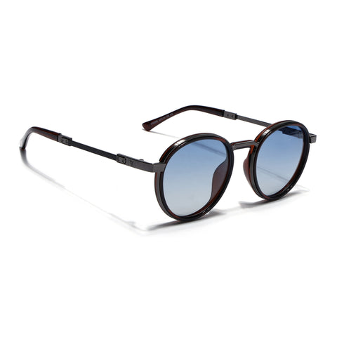 Blanc | Brown Round Sunglasses | Blue Lens - MG7833