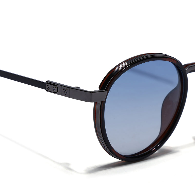 Blanc | Brown Round Polarized Sunglasses | Blue Lens - MG7833