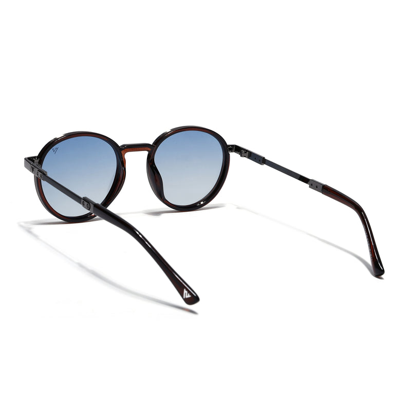 Blanc | Brown Round Polarized Sunglasses | Blue Lens - MG7833