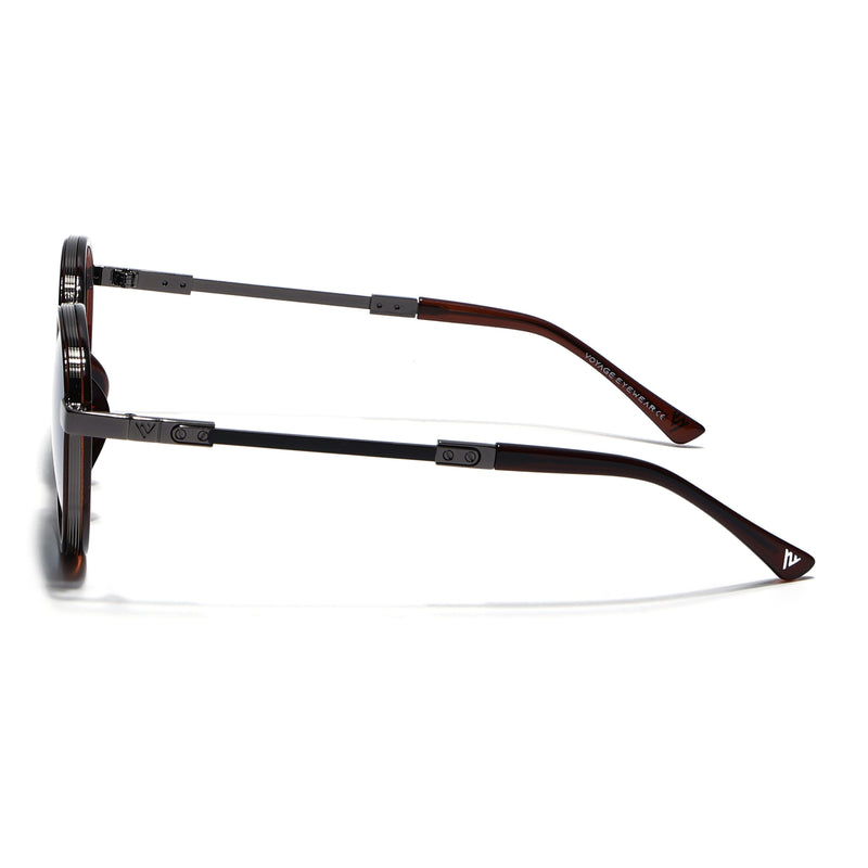 Blanc | Brown Round Polarized Sunglasses | Blue Lens - MG7833