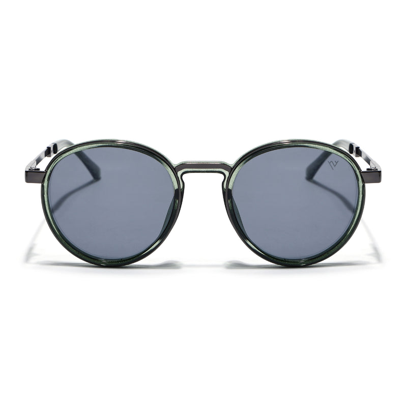 Blanc | Green Round Polarized Sunglasses | Grey Lens - MG7834