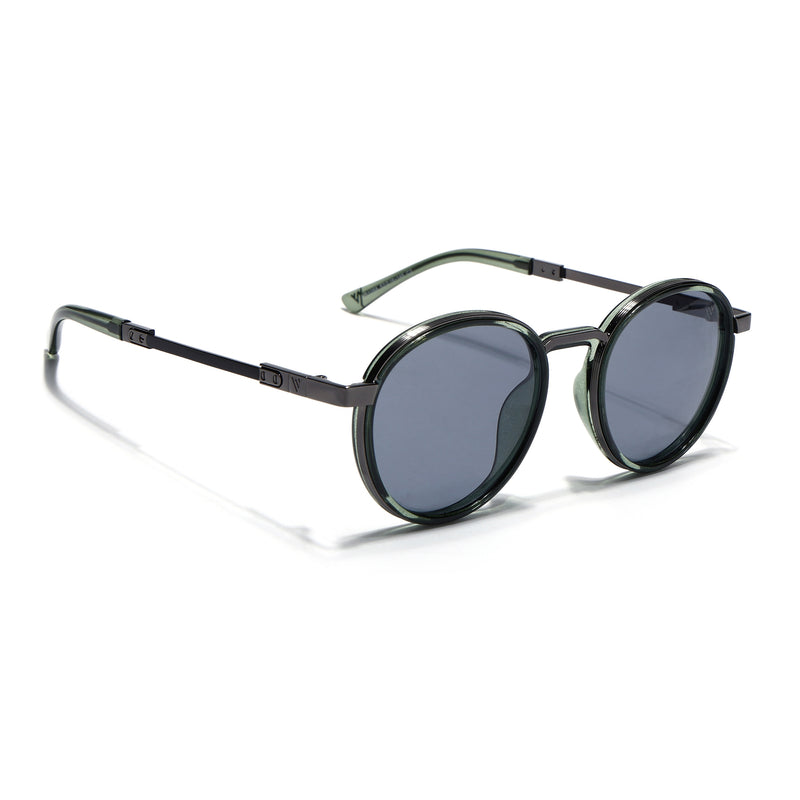 Blanc | Green Round Polarized Sunglasses | Grey Lens - MG7834