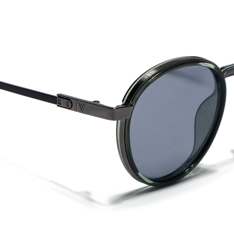 Blanc | Green Round Polarized Sunglasses | Grey Lens - MG7834