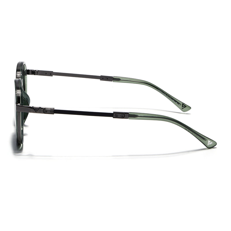 Blanc | Green Round Polarized Sunglasses | Grey Lens - MG7834
