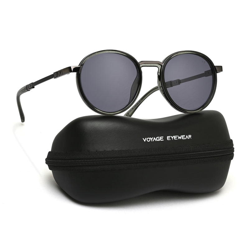 Blanc | Green Round Polarized Sunglasses | Grey Lens - MG7834