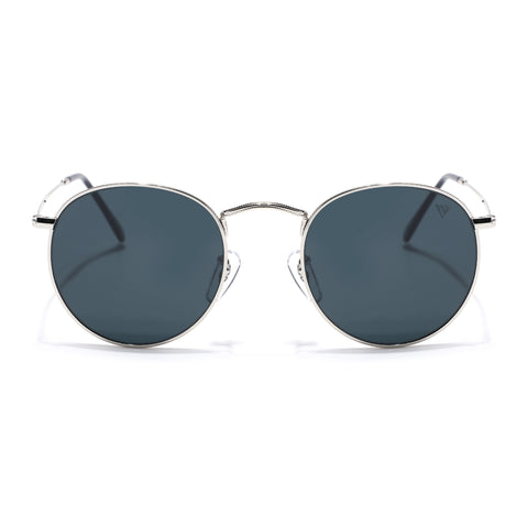 Malana | Black Round Sunglasses | Silver Frame - MG7560