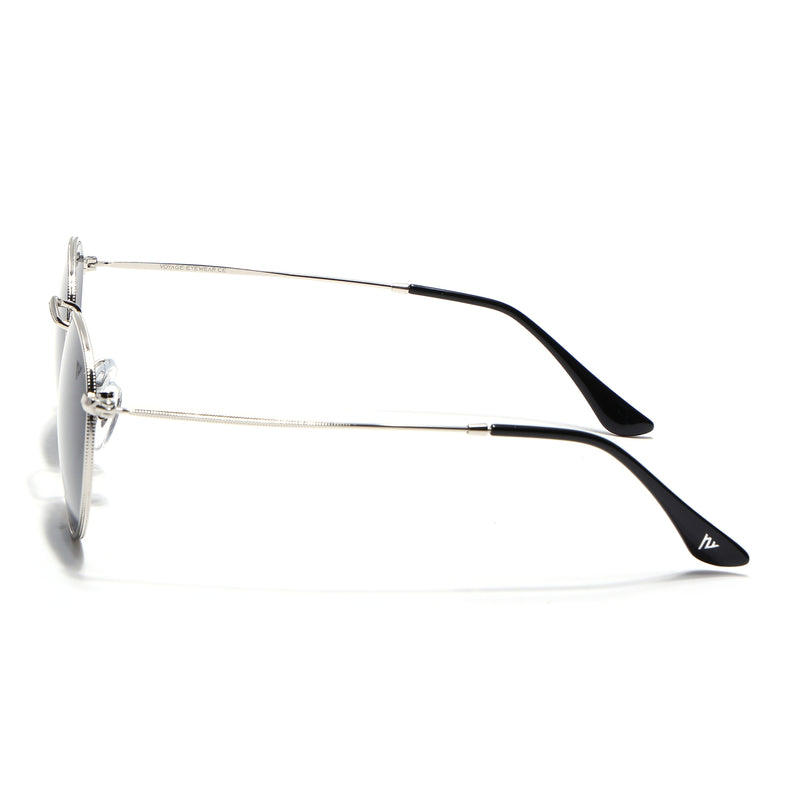 Malana | Black Round Sunglasses | Silver Frame - MG7560