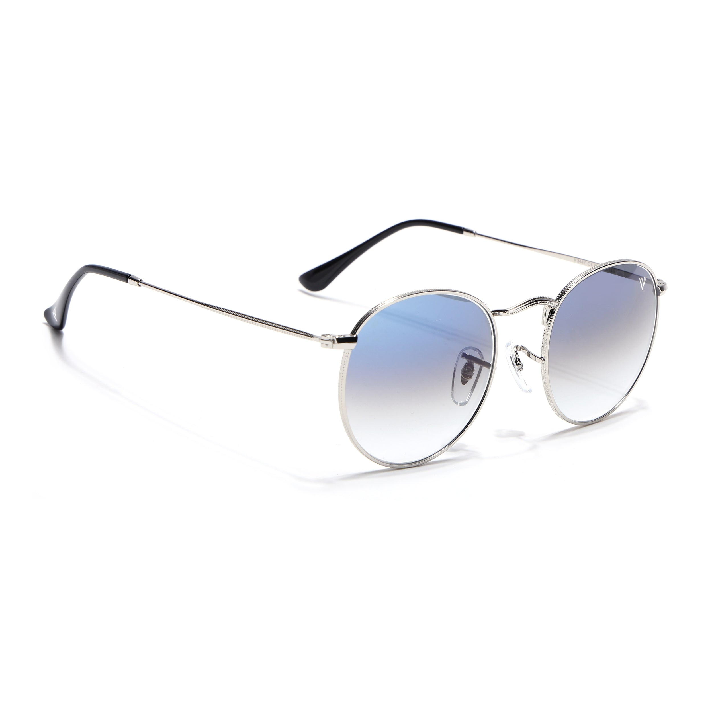 Round Sunglasses for Men & Women (Blue & Clear Lens | Silver Frame - MG7561)