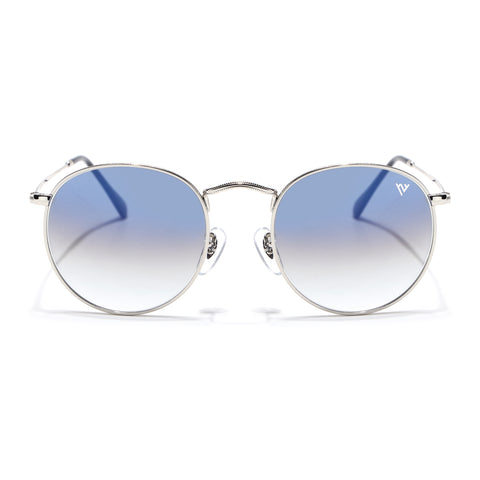 Malana | Blue & Clear Round Sunglasses | Silver Frame - MG7561