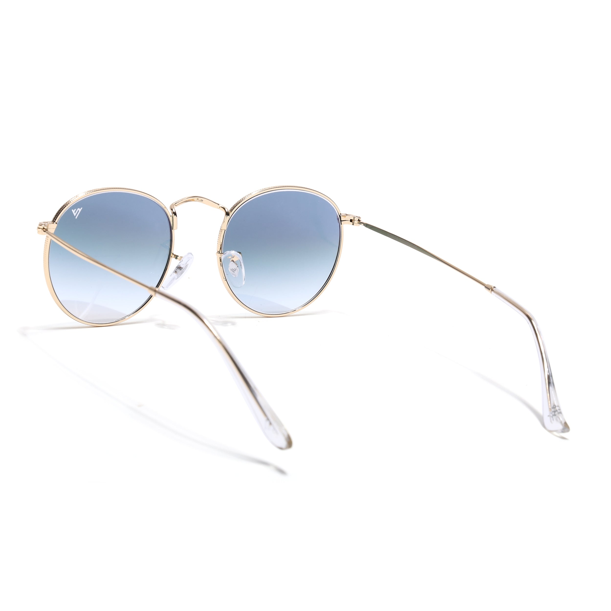 Round Sunglasses for Men & Women (Grey & Clear Lens | Golden Frame - MG7562)