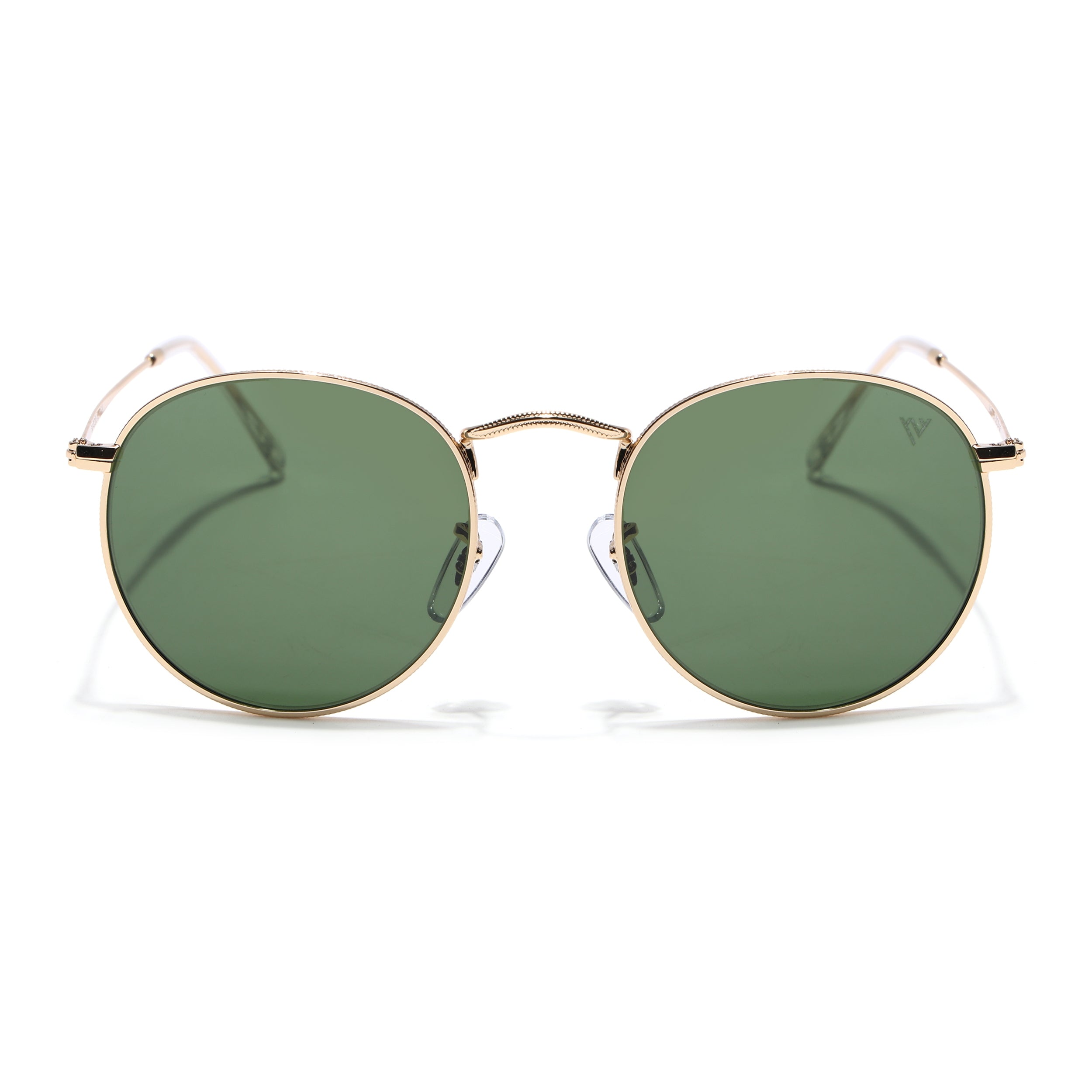 Round Sunglasses for Men & Women (Olive Lens | Golden Frame - MG7563)