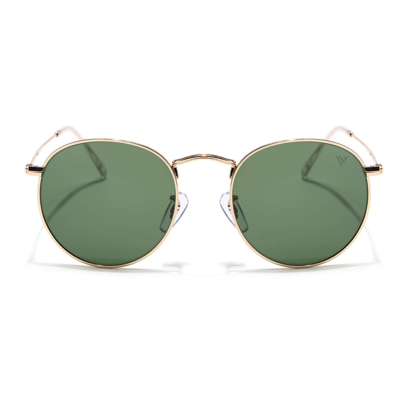 Malana | Olive Round Sunglasses | Golden Frame - MG7563