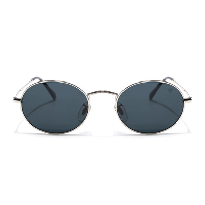 Malana | Black Oval Sunglasses | Silver Frame - MG7548