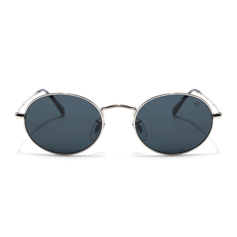 Malana | Black Oval Sunglasses | Silver Frame - MG7548