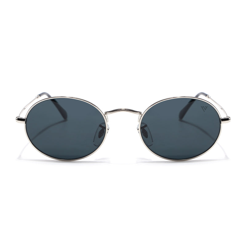 Malana | Black Oval Sunglasses | Silver Frame - MG7548