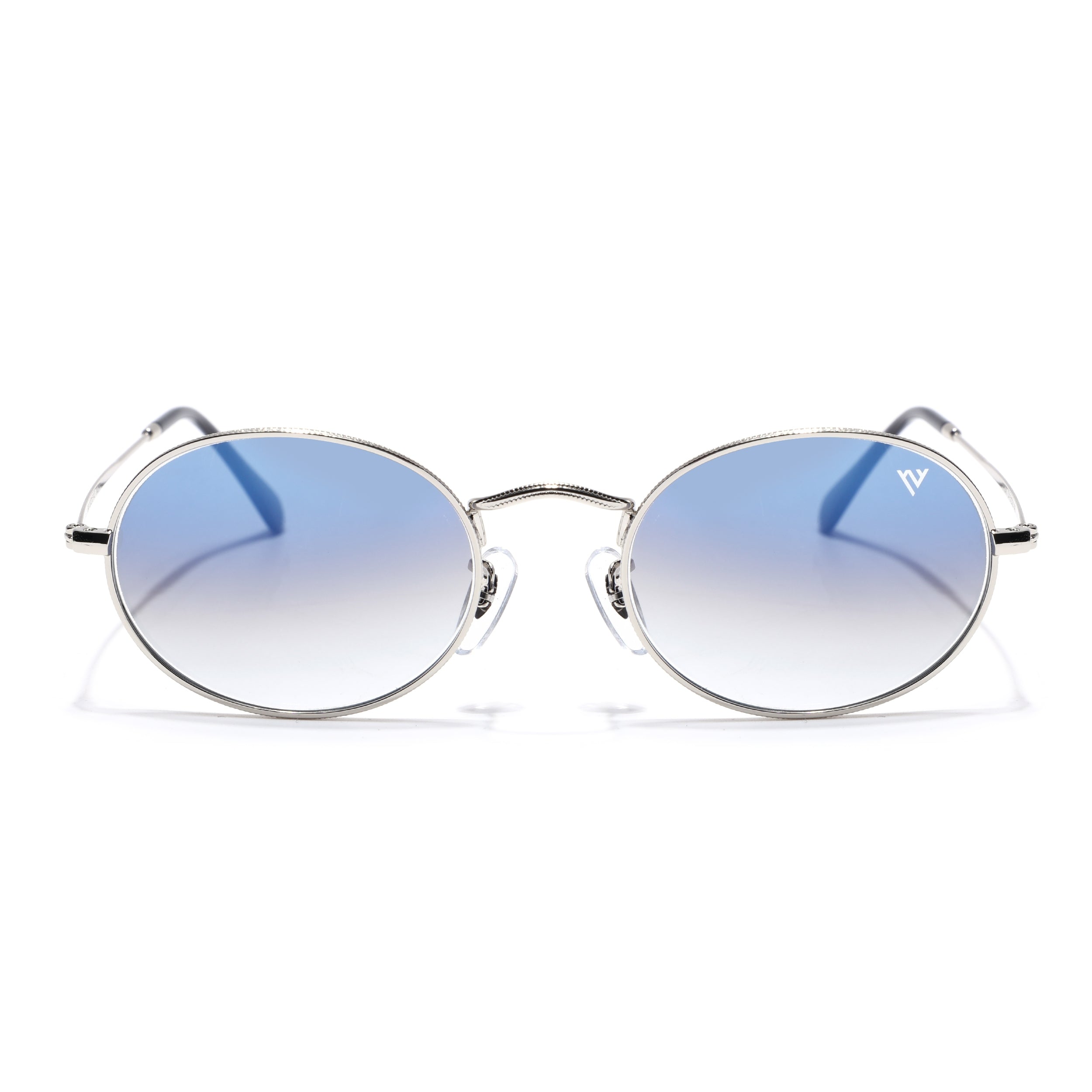 Oval Sunglasses for Men & Women (Blue & Clear Lens | Silver Frame - MG7549)