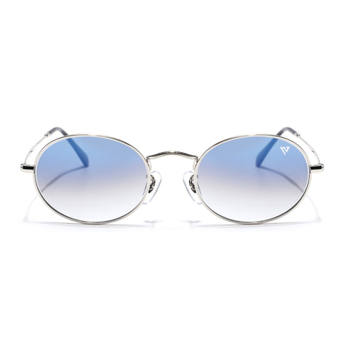 Malana | Blue & Clear Oval Sunglasses | Silver Frame - MG7549