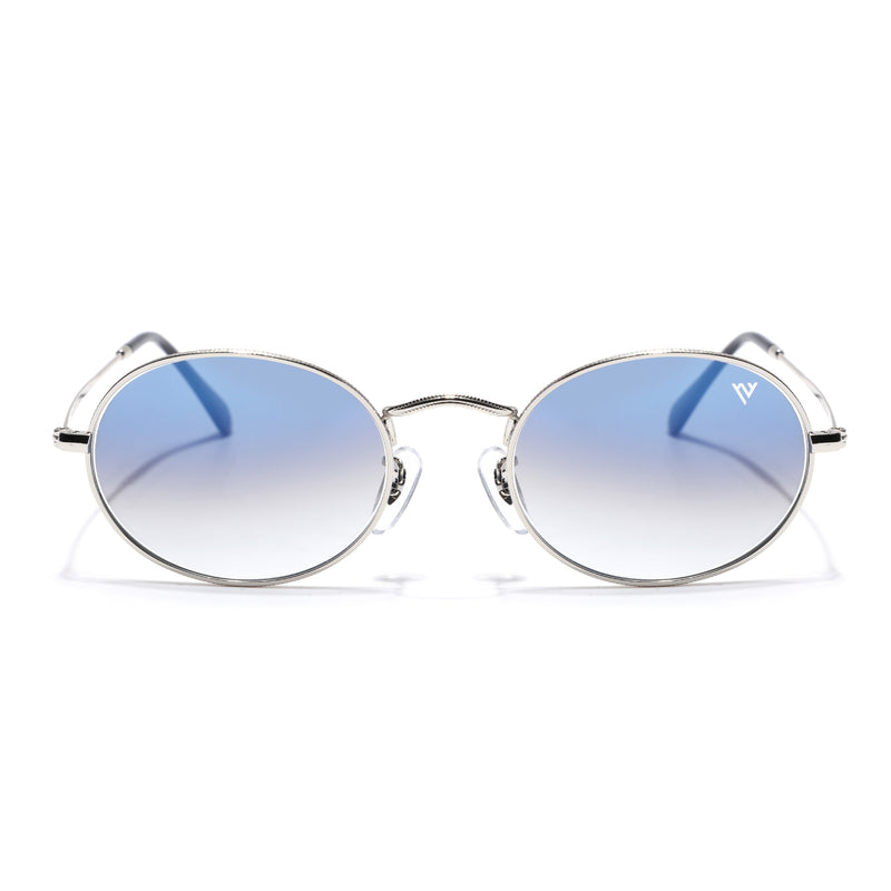 Malana | Blue & Clear Oval Sunglasses | Silver Frame - MG7549
