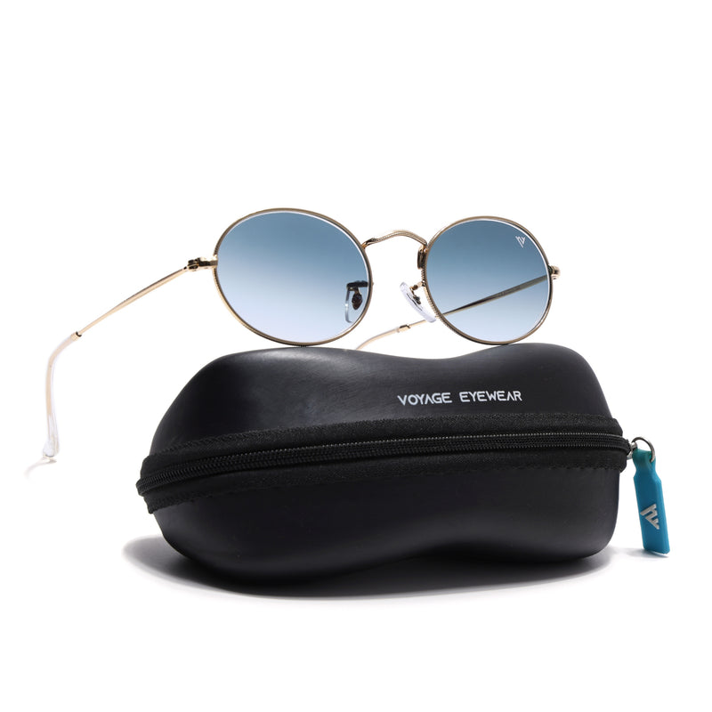 Malana | Grey & Clear Oval Sunglasses | Golden Frame - MG7550