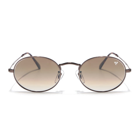 Malana | Brown & Clear Oval Sunglasses | Brown Frame - MG7552