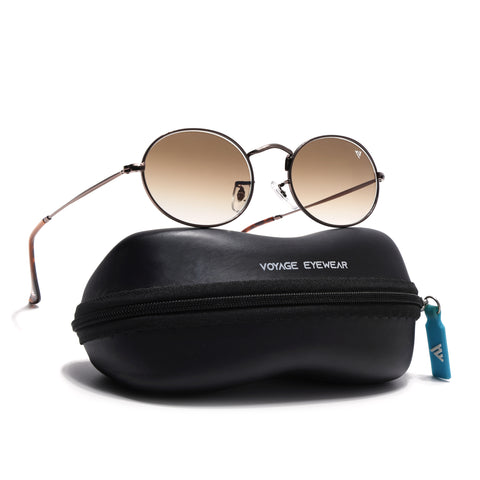 Malana | Brown & Clear Oval Sunglasses | Brown Frame - MG7552