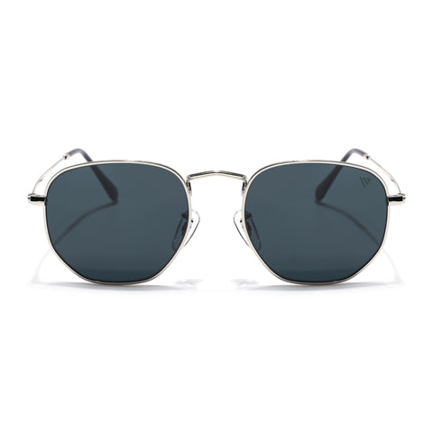 Malana | Black Round Sunglasses  | Silver Frame - MG7572