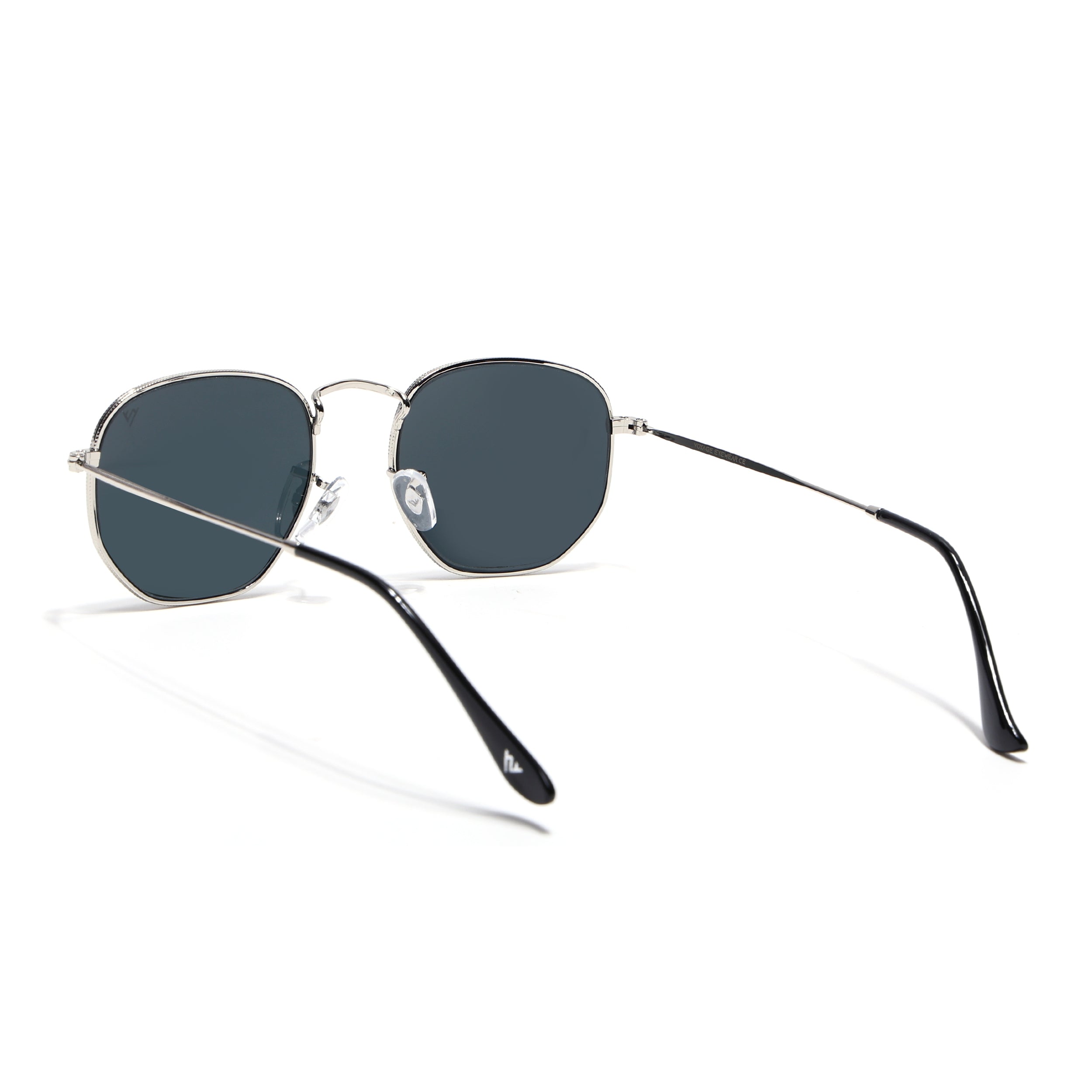 Round Sunglasses for Men & Women (Black Lens | Silver Frame - MG7572)