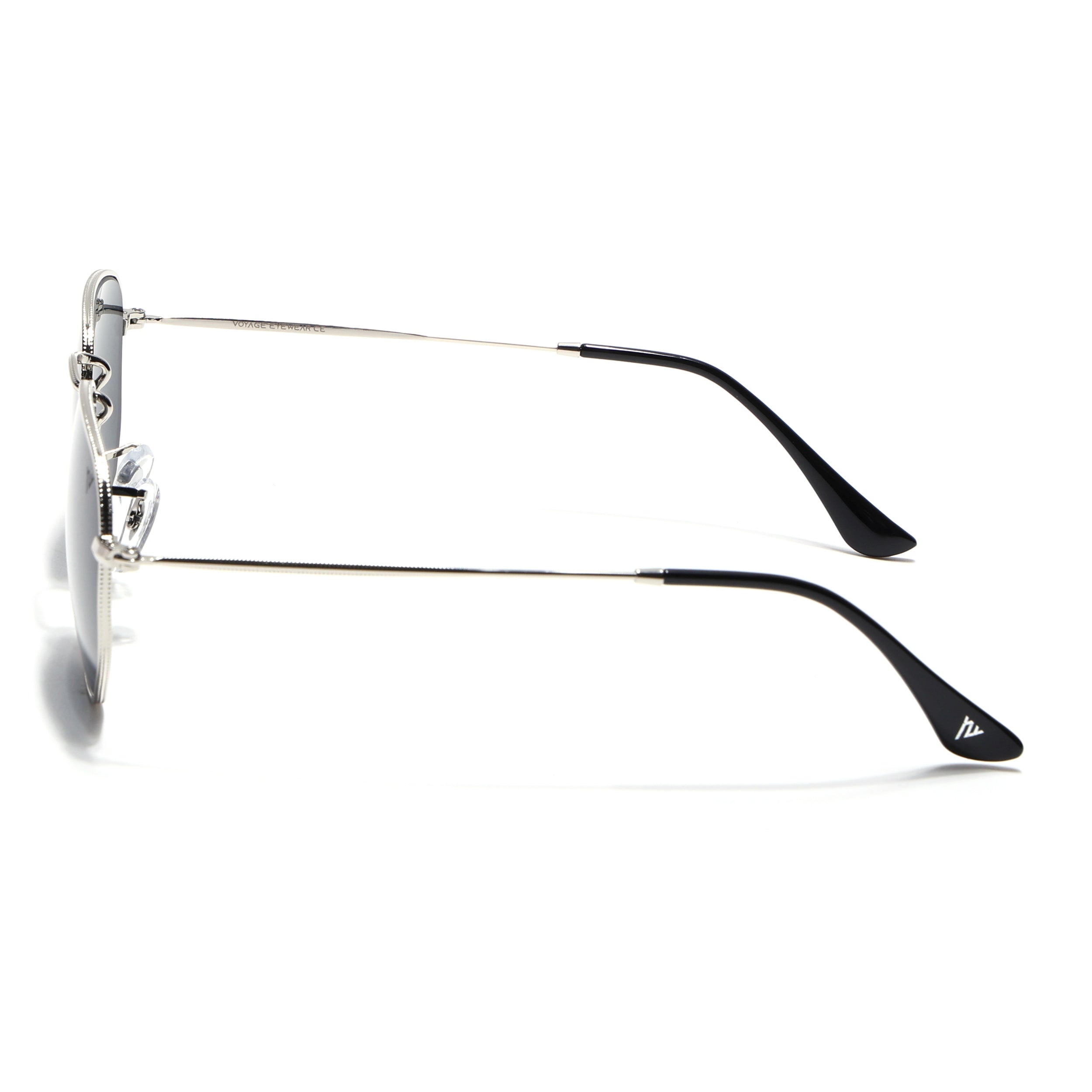Round Sunglasses for Men & Women (Black Lens | Silver Frame - MG7572)