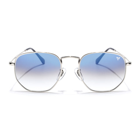 Malana | Blue & Clear Round Sunglasses | Silver Frame - MG7573