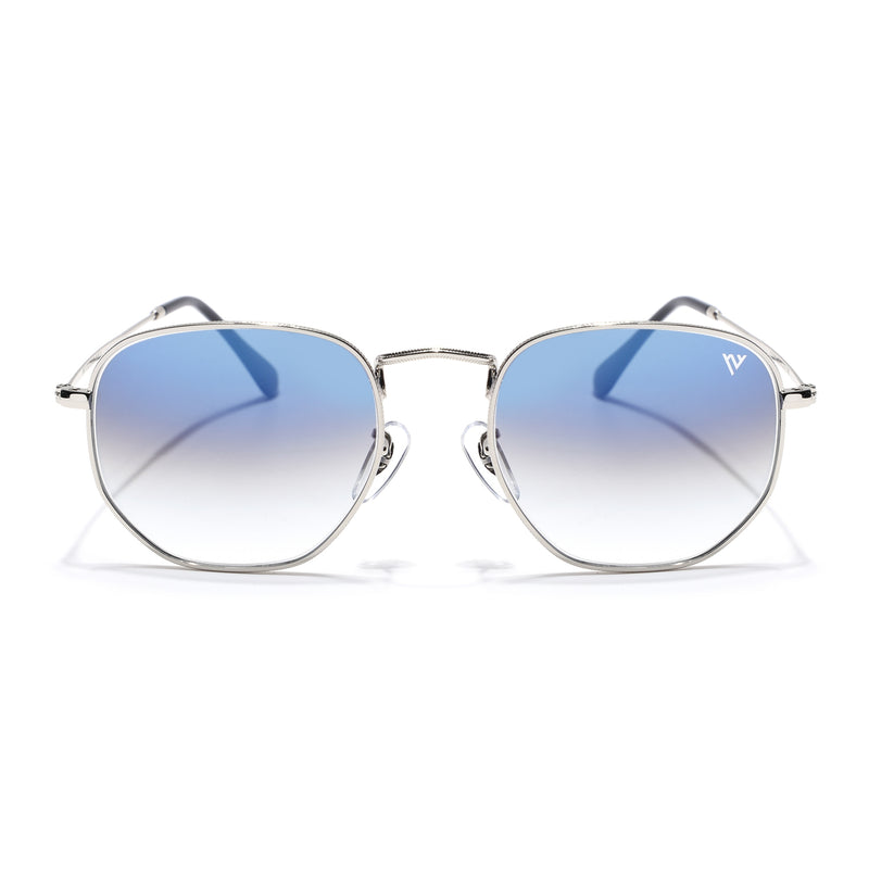 Malana | Blue & Clear Round Sunglasses | Silver Frame - MG7573