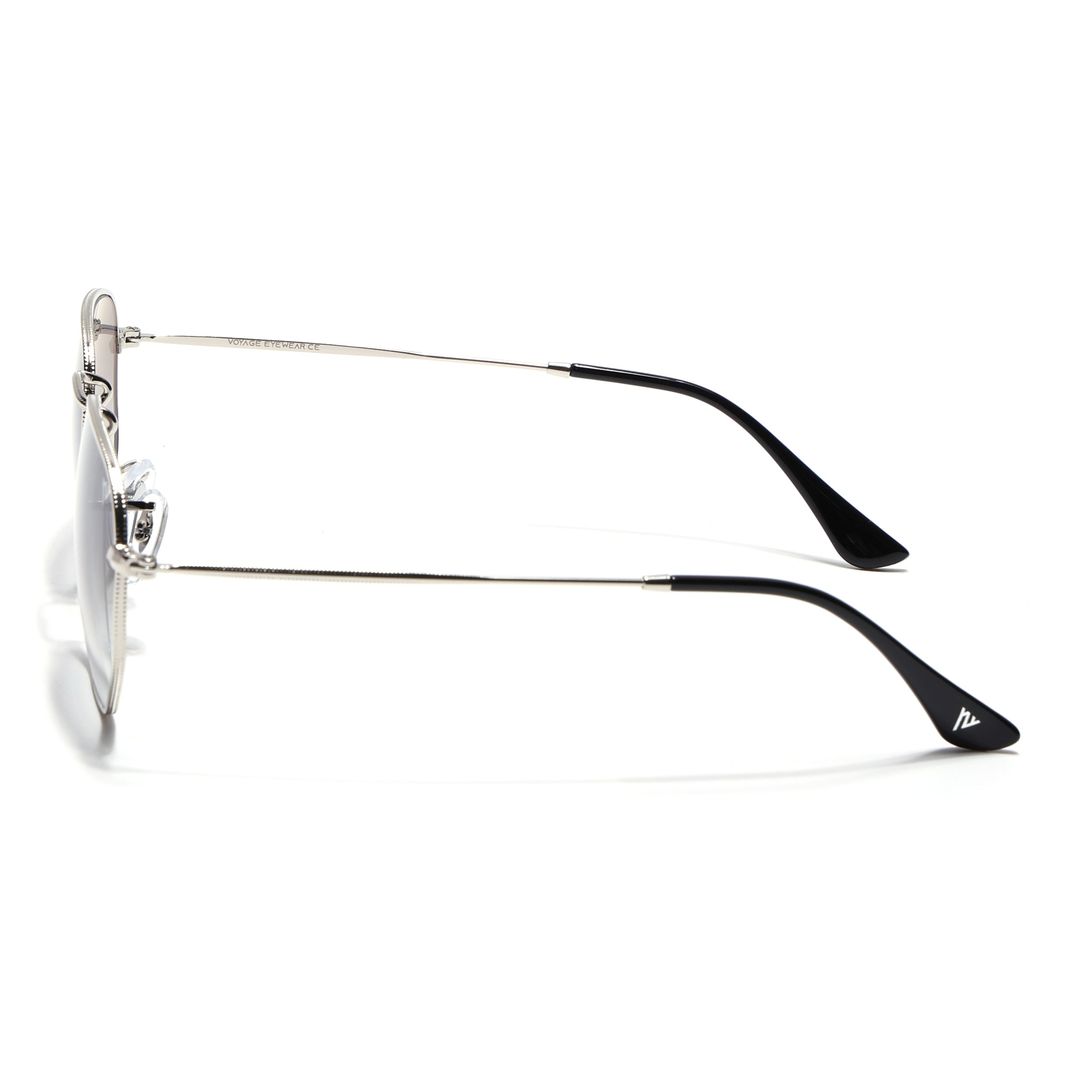 Round Sunglasses for Men & Women (Blue & Clear Lens | Silver Frame - MG7573)