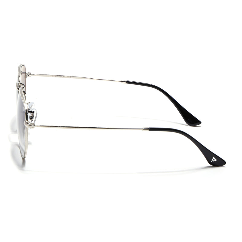 Malana | Blue & Clear Round Sunglasses | Silver Frame - MG7573