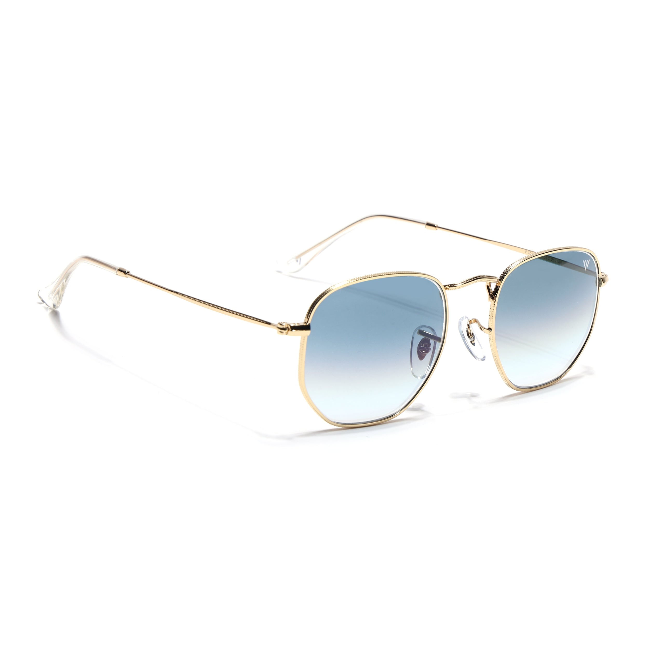 Round Sunglasses for Men & Women (Grey & Clear Lens | Golden Frame - MG7574)