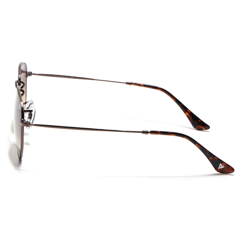 Malana |  Brown & Clear Round Sunglasses | Brown Frame - MG7576