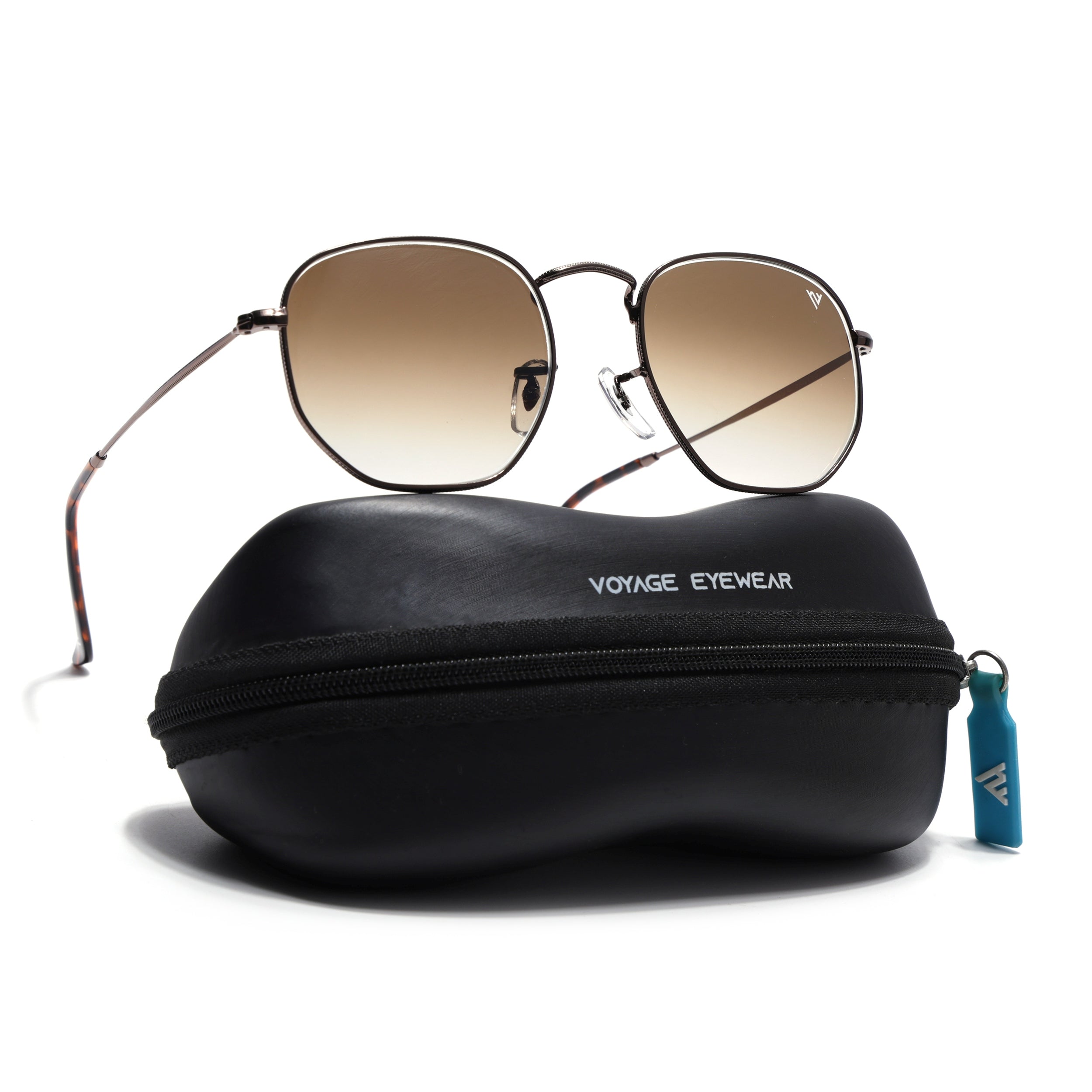 Round Sunglasses for Men & Women (Brown & Clear Lens | Brown Frame - MG7576)