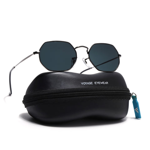 Malana | Black Hexagonal Sunglasses | Grey Frame - MG7565