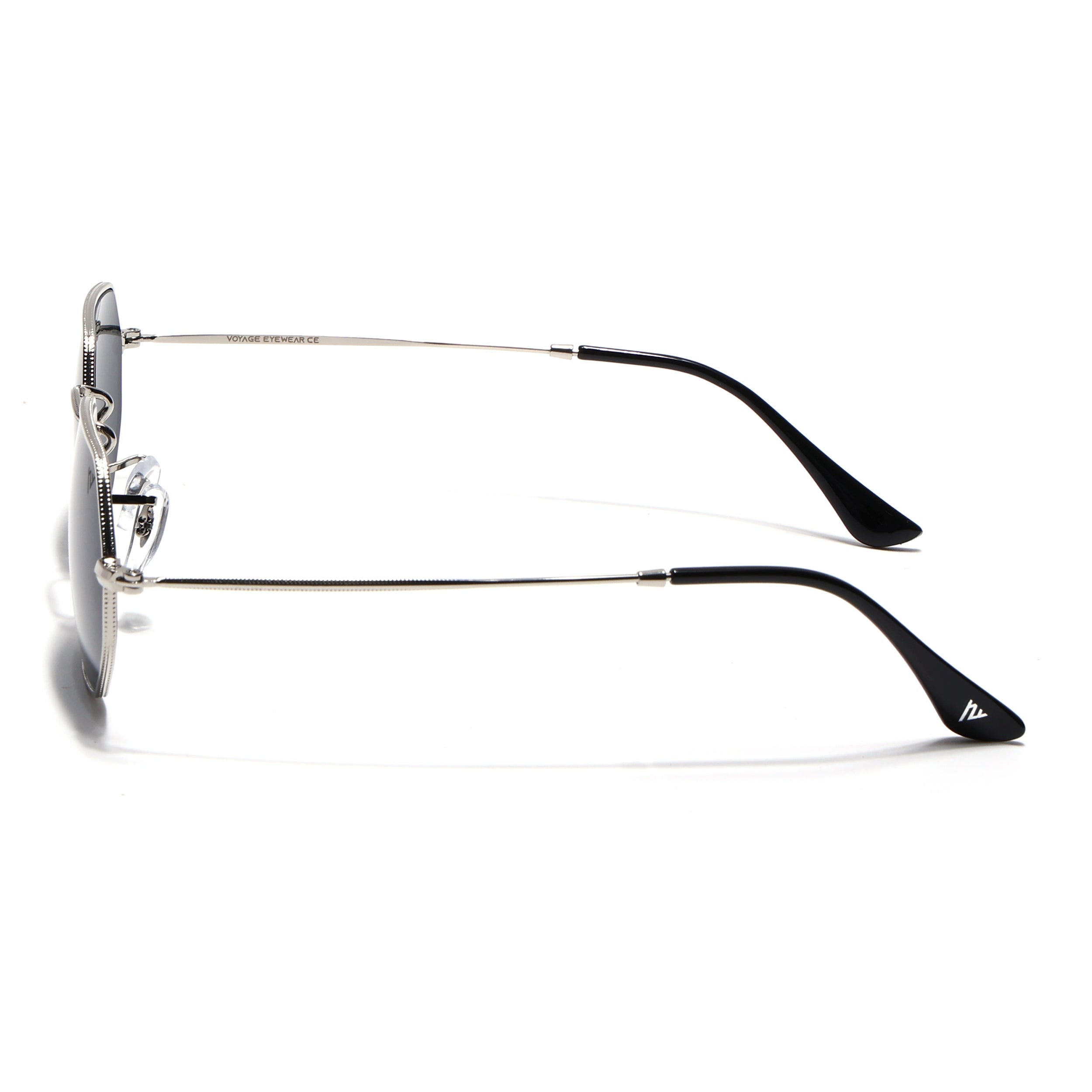 Hexagonal Sunglasses for Men & Women (Black Lens | Silver Frame - MG7566)