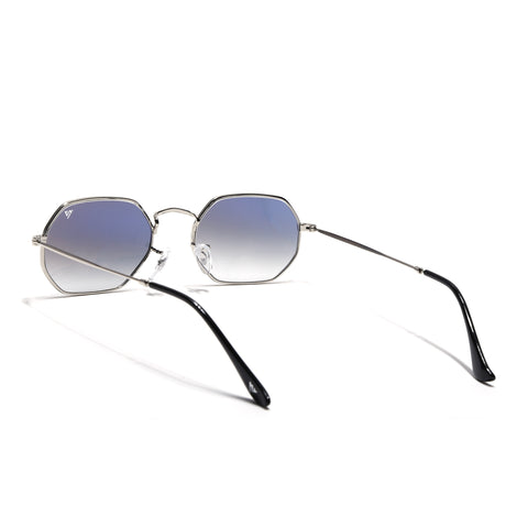 Malana | Blue & Clear Hexagonal Sunglasses | Silver Frame - MG7567