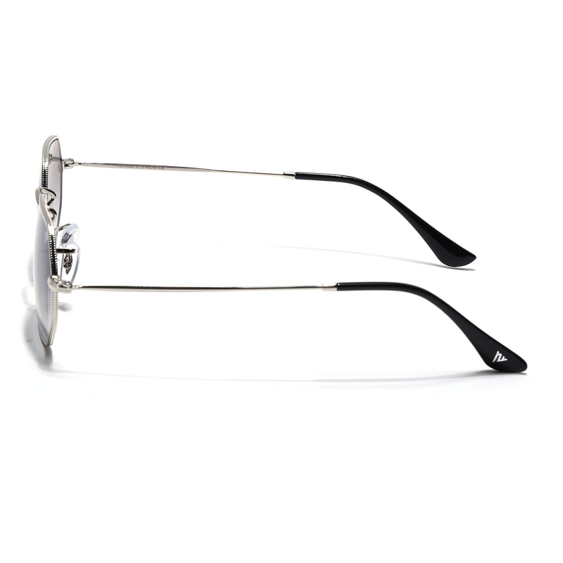 Malana | Blue & Clear Hexagonal Sunglasses | Silver Frame - MG7567