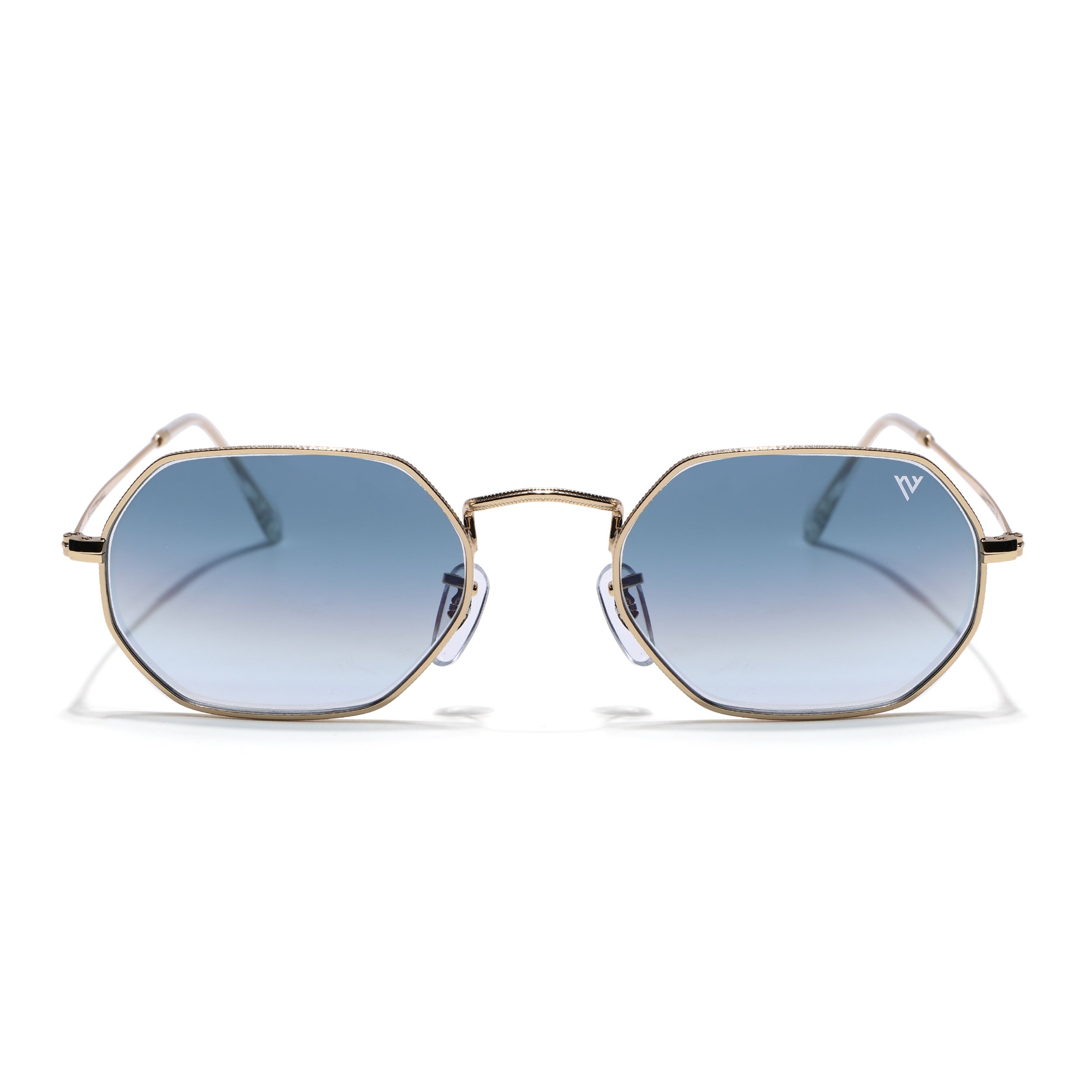 Hexagonal Sunglasses for Men & Women (Grey & Clear Lens | Golden Frame - MG7568)