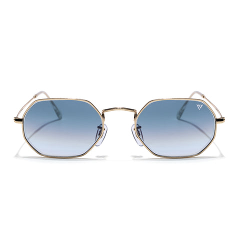 Malana | Grey & Clear Hexagonal Sunglasses | Golden Frame - MG7568