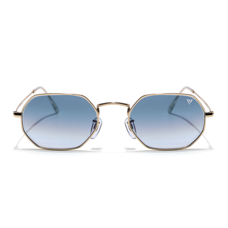 Malana | Grey & Clear Hexagonal Sunglasses | Golden Frame - MG7568