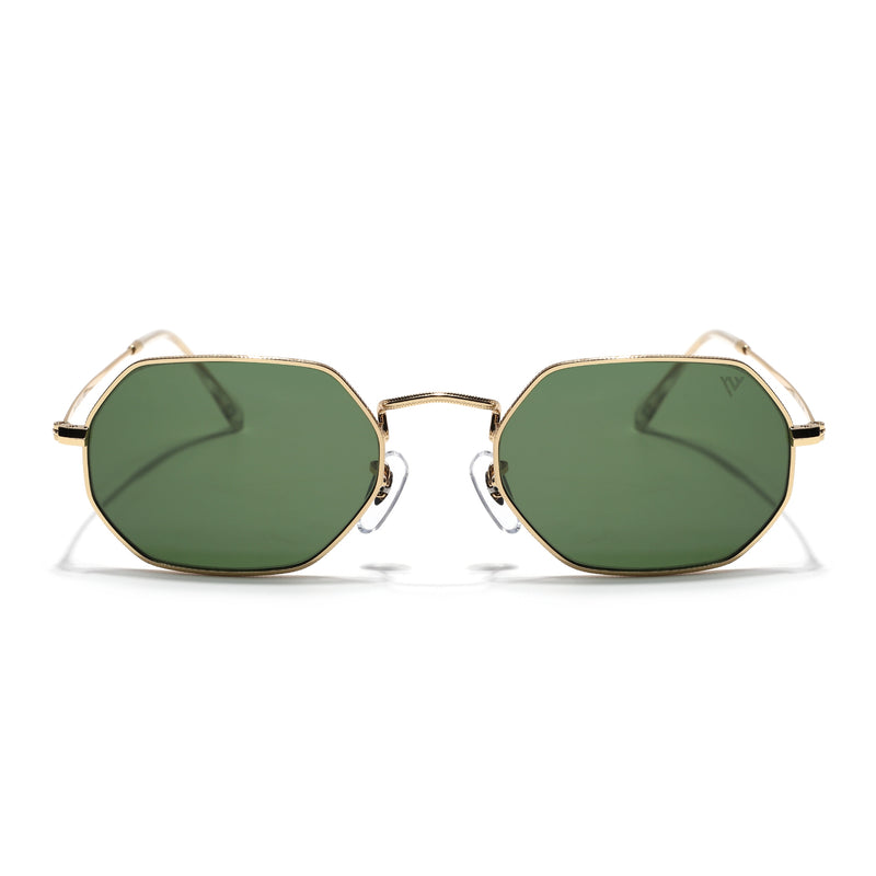 Malana | Olive Hexagonal Sunglasses | Golden Frame - MG7569