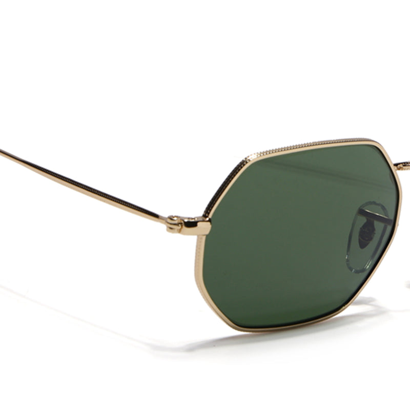 Malana | Olive Hexagonal Sunglasses | Golden Frame - MG7569